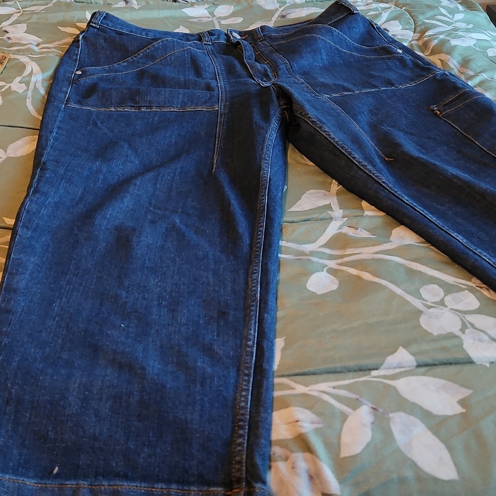 Dark Blue Denim Jeans with Front Patch Pockets - Picture 5 of 12